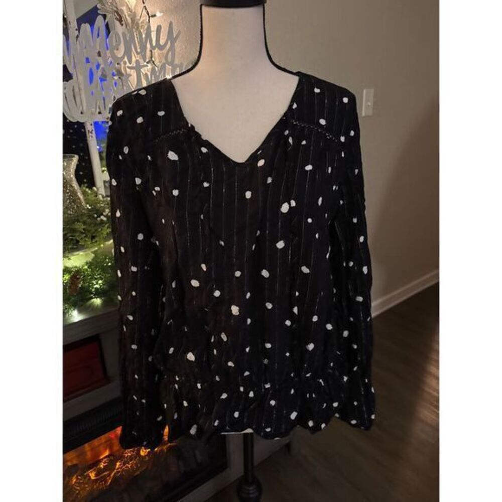 Como Black women's blouse large black white‎